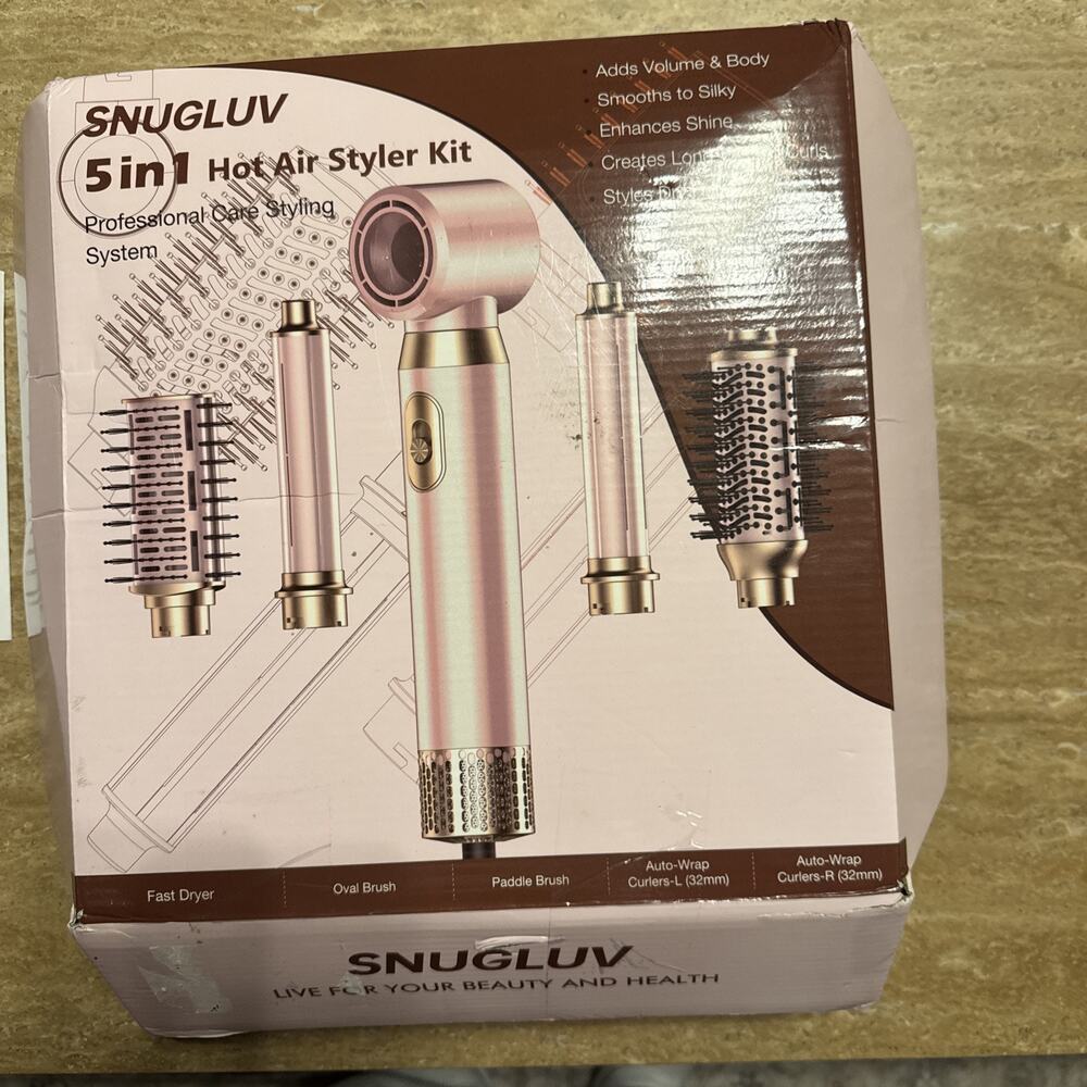 SnugLuv 5 in 1 Hair Dryer Brush Set Multi-Head Volumizer Curler Straightener